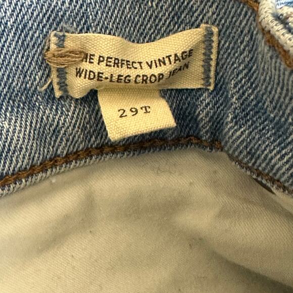 Madewell The Perfect Vintage Wide Leg Crop Jeans Womens 29T Light Wash Clean - Picture 8 of 8